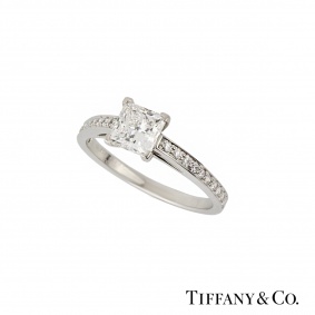 Tiffany & Co. Princess Cut Diamond Grace Ring in Platinum 1.06ct G/VS1